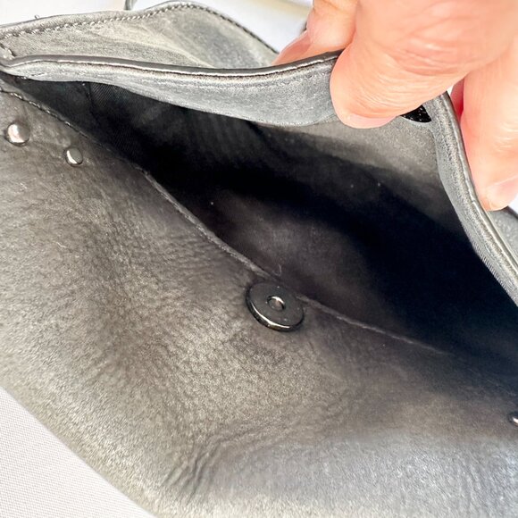 Rebecca Minkoff Purse Small Charcoal Suede Studded Chain Crossbody‎ Soft Velvety - Picture 13 of 16